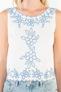 Coastal Bloom Embroidered Tank