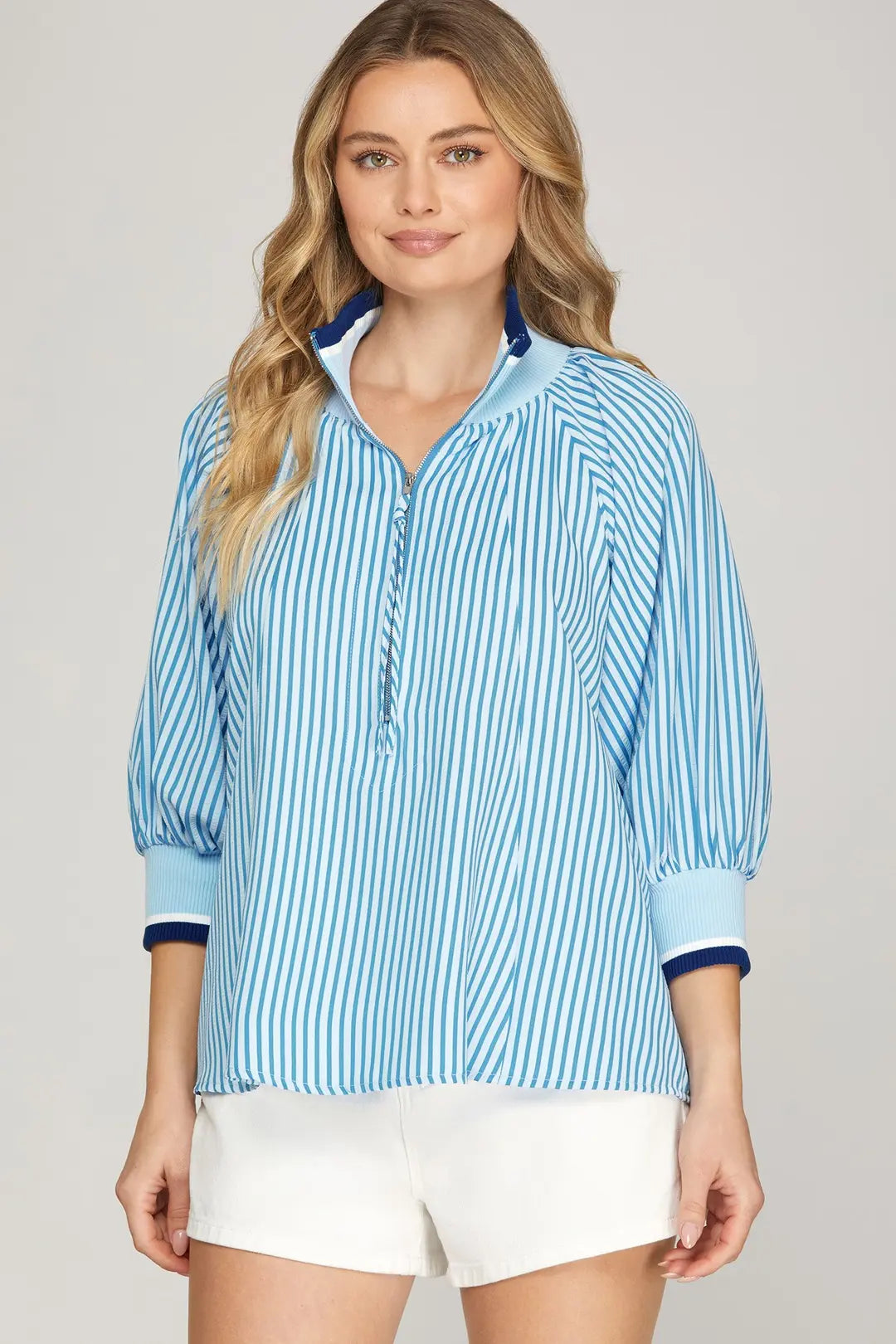 Coastal Stripe Half-Zip Top