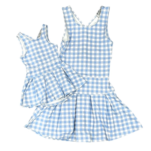 Mommy and Me: French Blue Gingham Tennis Dress