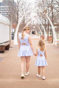 Mommy and Me: French Blue Gingham Tennis Dress