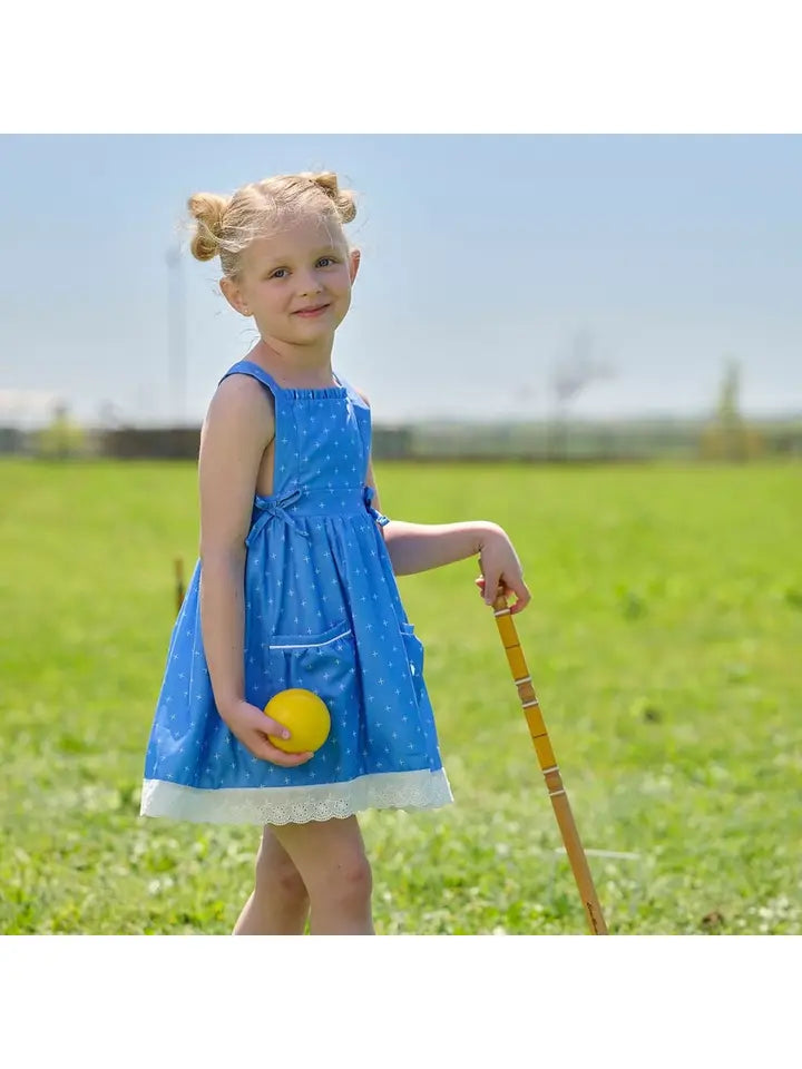 French Blue Lace Pinafore Dress