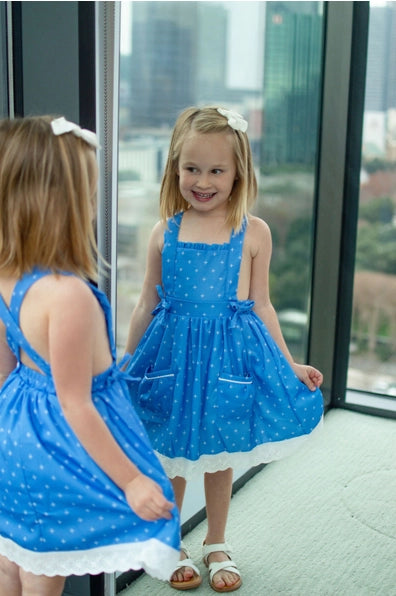 French Blue Lace Pinafore Dress