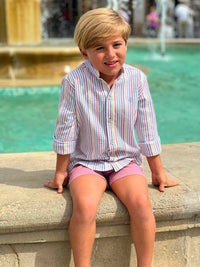 Boys Seersucker Striped Shirt