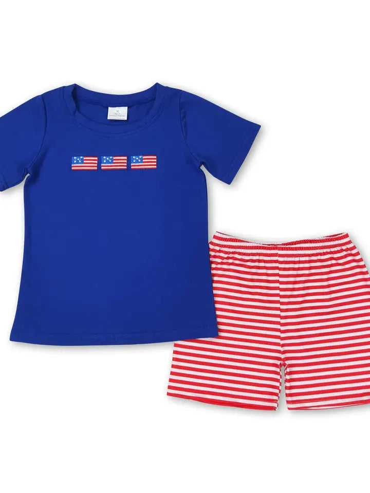 MILK SILK FABRIC! USA Flag Boy Set