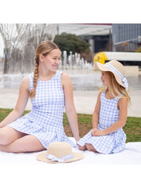 Mommy and Me: French Blue Gingham Tennis Dress